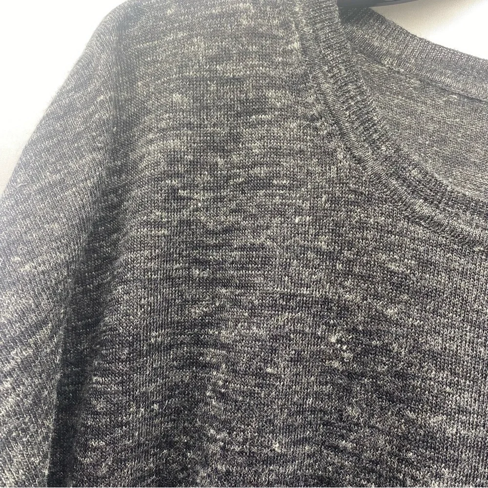 J. Crew Charcoal Gray Crewneck Sweater W SM 3/4 SL LINEN ALPACA WOOL ACRYLIC